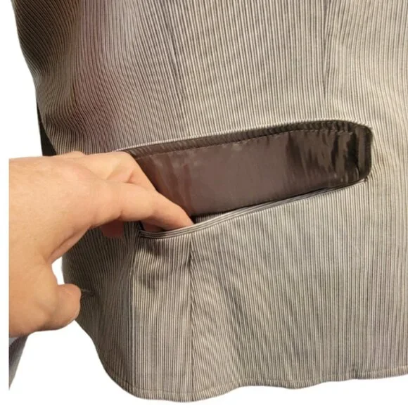 NWOT Anne Klein Corduroy Power Blazer Cuffed Sleeve Brown Tan Size 8 - Picture 8 of 13
